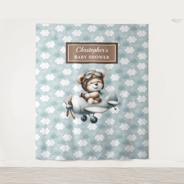 Pilotin "Chic Teddy Bear Blue Brown" Wandteppich (Vorderseite)