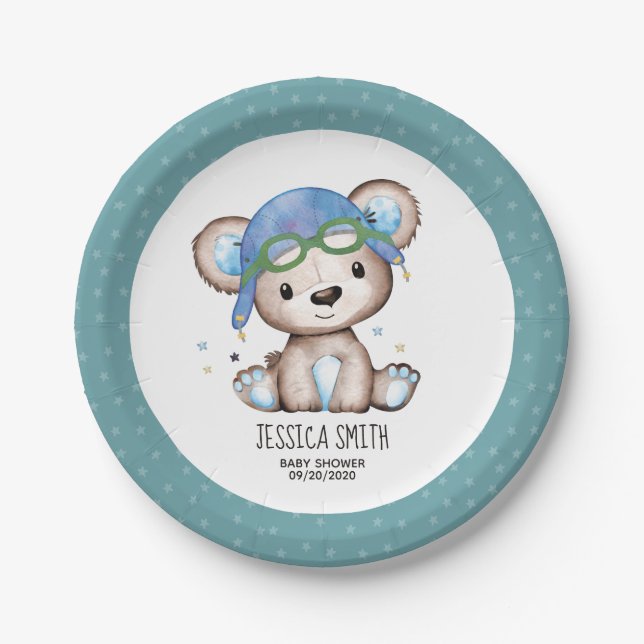 Pilotin für Wasserfarbe Teddy Bear Pappteller (Vorderseite)