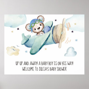 Pilotin für Wasserfarbenflugzeuge Teddy Bear Poster
