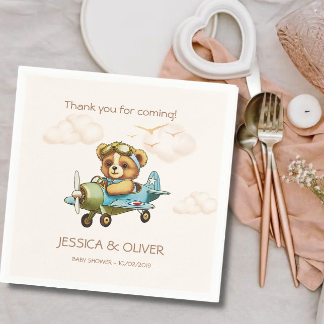 Pilotin für Wasserfarbenflugzeuge Teddy Bear Serviette (Von Creator hochgeladen)