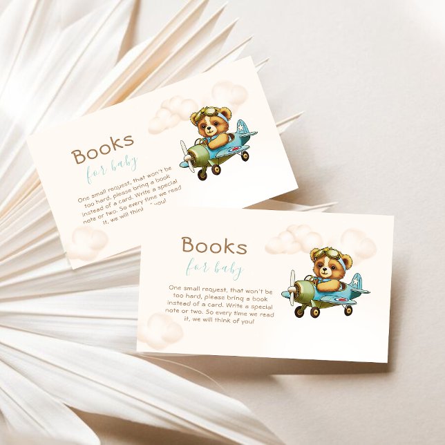 Pilotin für Whimsikflugzeuge Teddy Bear Baby Dusch Begleitkarte (Whimsical Airplane Pilot Teddy Bear Baby Shower Enclosure Card)