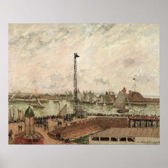 Pilotin Jetty, Le Havre, Misty von Camille Pissarr Poster (Vorne)