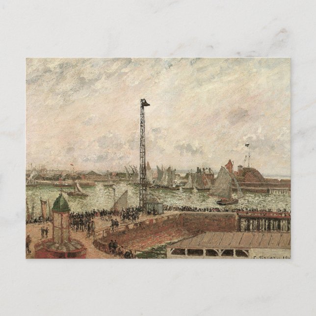 Pilotin Jetty, Le Havre, Misty von Camille Pissarr Postkarte (Vorderseite)