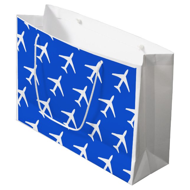 Pilotlampen für Funky White Flugzeug Große Geschenktüte (Vorderseite Schrägansicht)