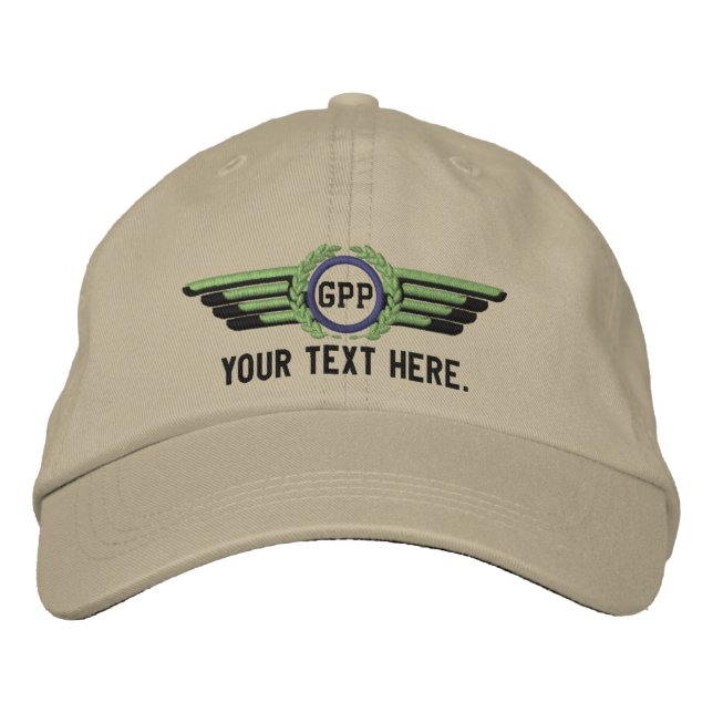 Pilotlöcher für personalisierte Monogramm-Fluglaut Bestickte Kappe (Vorderseite)