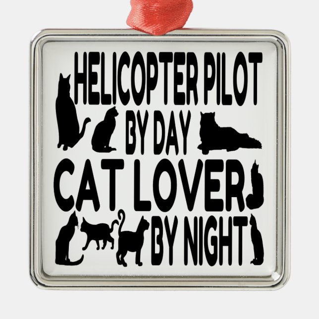 Pilotprogramm für Cat Lover-Hubschrauber Ornament Aus Metall (Vorne)