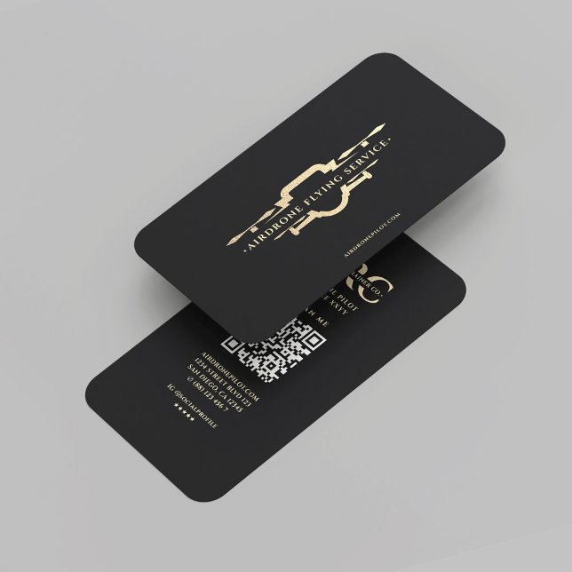 Pilotprogramm für die Einführung eines Schwarzen-G Visitenkarte (Modern Black Gold Monogram Drone Pilot Business Card
)