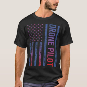 Pilotprogramm für Drohne in Blauem Rotem Amerika T-Shirt