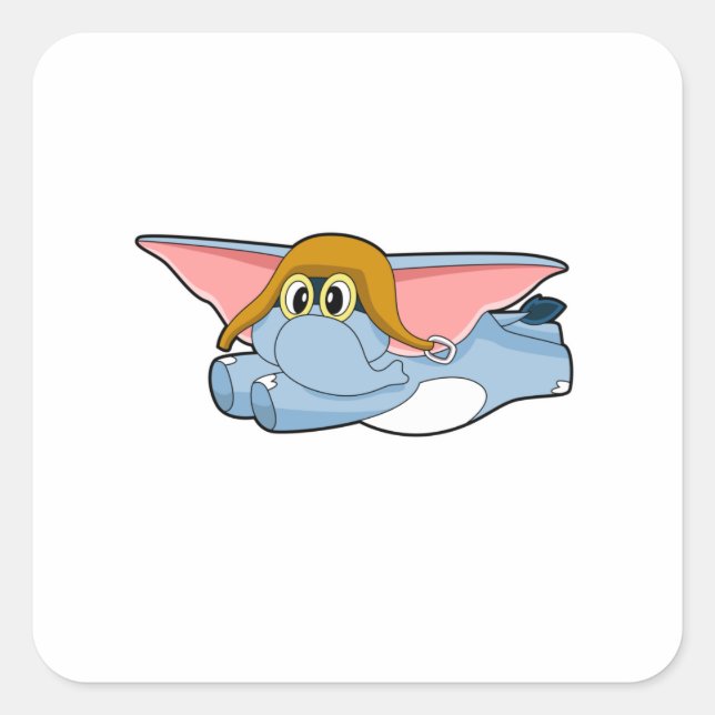 Pilotprogramm für Elefanten Quadratischer Aufkleber (Vorderseite)