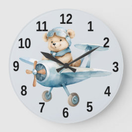 Pilotprogramm für glücklichen blauen Bären Große Wanduhr