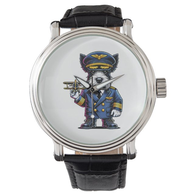 Pilotprogramm für schottische Terrier Armbanduhr (Vorderseite)