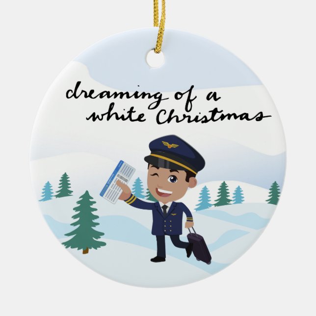 Pilotprogramm in Uniform mit Weihnachts-Thema Keramik Ornament (Vorne)