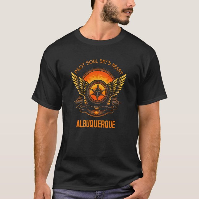 Pilotprogramm Soul Skys Herz Albuquerque Skyline D T-Shirt (Vorderseite)