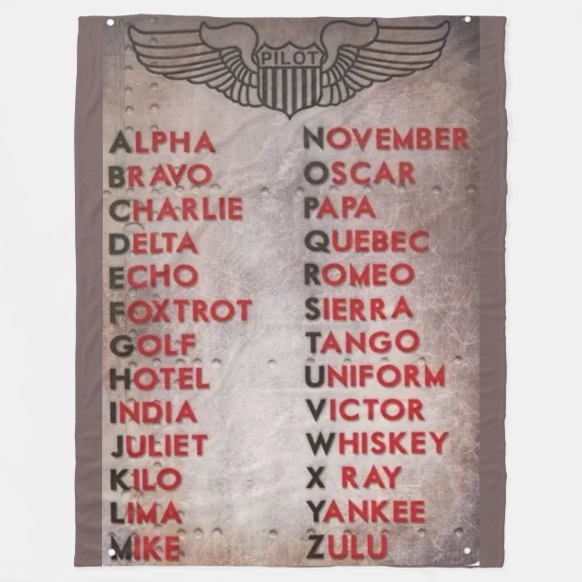PILOTS ALPHABET FLEECEDECKE (Vorderseite)