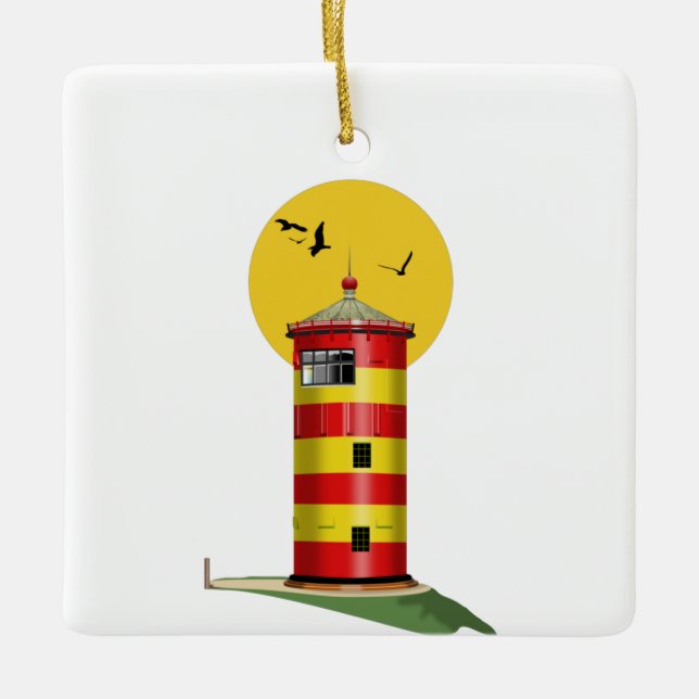 Pilsum Lighthouse Deutschland Keramikornament (Vorderseite)