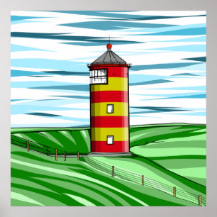 Pilsum Lighthouse Pilsumer Leuchtturm Poster