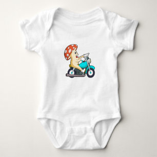 Pilz als Fahrrad mit Motorrad Baby Strampler