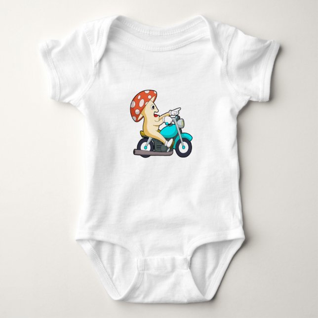 Pilz als Fahrrad mit Motorrad Baby Strampler (Vorderseite)