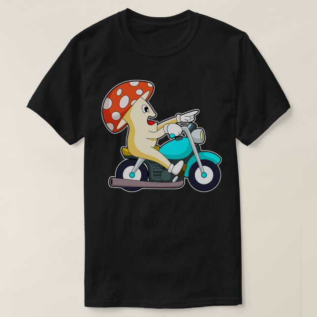 Pilz als Fahrrad mit Motorrad T-Shirt (Design vorne)