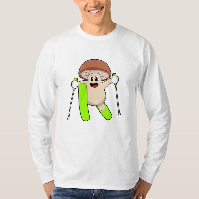 Pilz als Skifahrer mit Ski T-Shirt (Vorderseite)