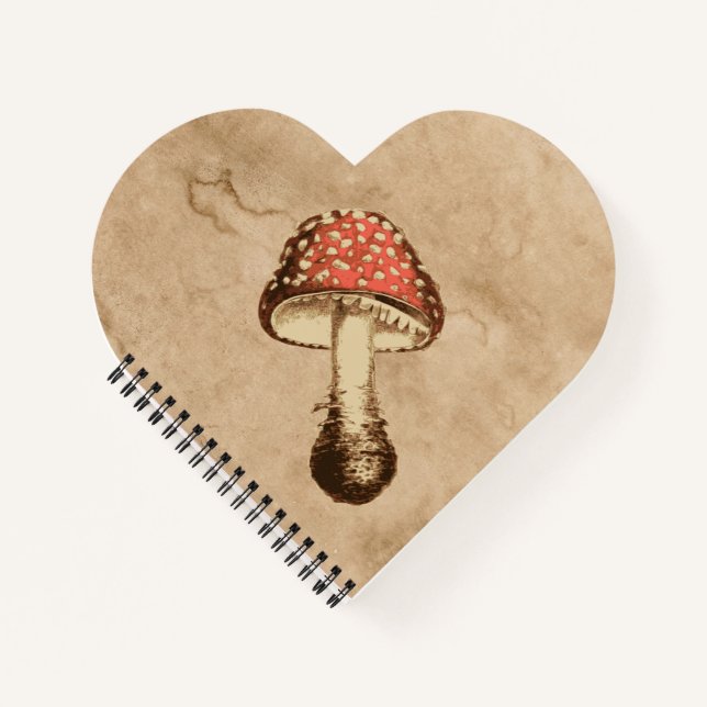 Pilz auf einem alten Papier Notizbuch (Vorderseite)