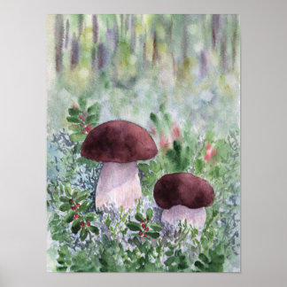 Pilz aus Porcini im Wald Poster