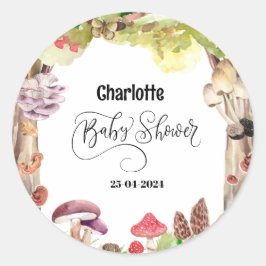 Pilz-Babydusche Waldwald Runder Aufkleber