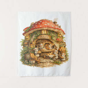 Pilz-Bäckerei Whimsical Woodland Cottagecore Wandteppich