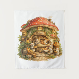 Pilz-Bäckerei Whimsical Woodland Cottagecore Wandteppich