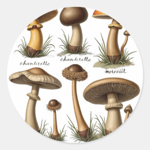 Pilz Botanik Runder Aufkleber