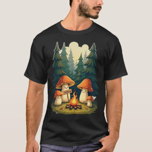 Pilz-Campingfeuer Bleib Positiv Vintage Retro Illu T-Shirt