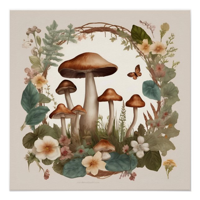 Pilz Cottagecore Poster (Vorderseite)