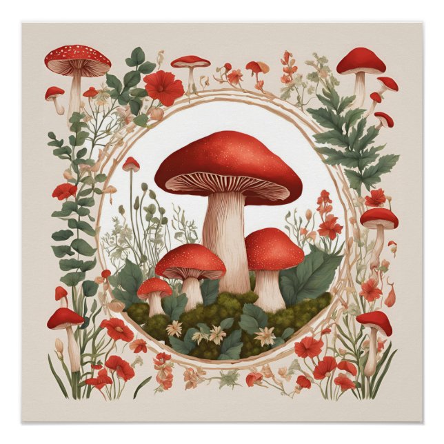 Pilz Cottagecore Poster (Vorderseite)