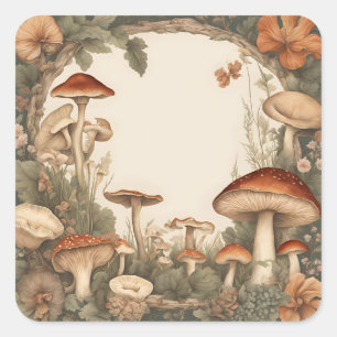 Pilz Cottagecore Quadratischer Aufkleber