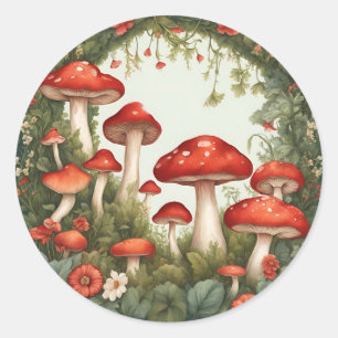 Pilz Cottagecore Runder Aufkleber