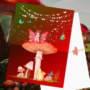 Pilz Fantasy Feen Sterne Verbranntes Orange Postkarte