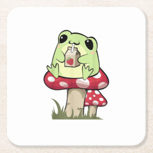 Pilz Frosch Goblincore Mykologie Kreativer Stil Rechteckiger Pappuntersetzer