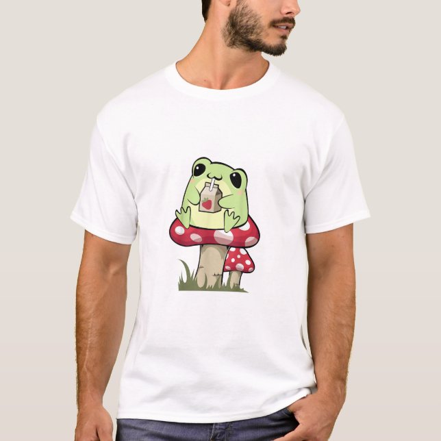 Pilz Frosch Goblincore Mykologie Kreativer Stil T-Shirt (Vorderseite)