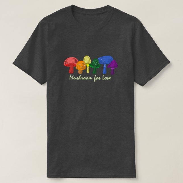 Pilz für die Liebe - subtiler Regenbogen-LGBTQ+-Pr T-Shirt (Design vorne)
