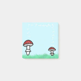 Pilz-Gnom mit Pilz-Post-it-Zetteln Post-it Klebezettel