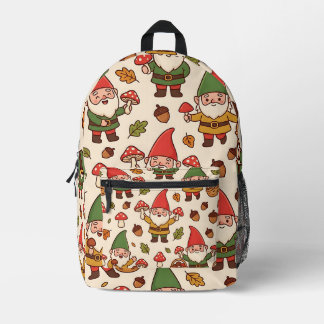 Pilz-Gnom-Muster-Rucksack - Herbstliche Gemütlichk Bedruckter Rucksack