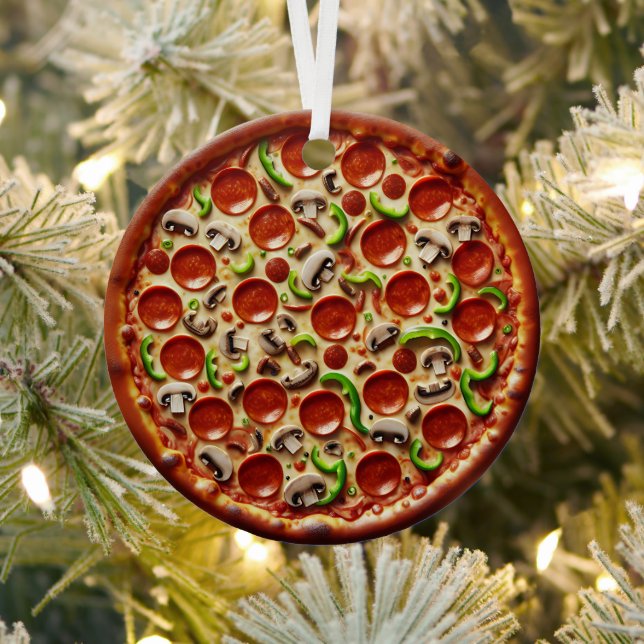 Pilz, grüne Paprikaschoten und Pizza Pepperoni Ornament Aus Metall (InSitu)