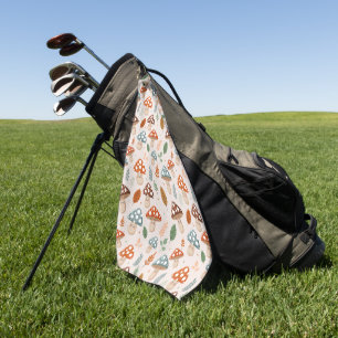 Pilz, Herbstlaub, Naturmuster Golfhandtuch