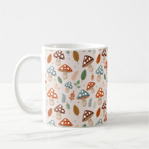 Pilz, Herbstlaub, Naturmuster  Kaffeetasse