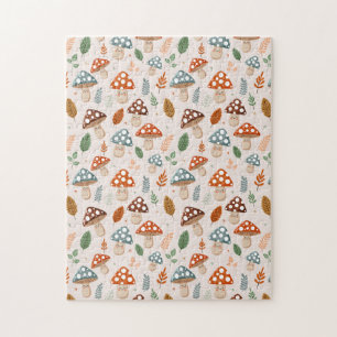 Pilz, Herbstlaub, Naturmuster Puzzle