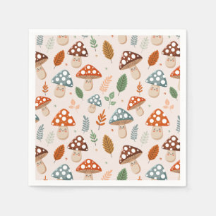 Pilz, Herbstlaub, Naturmuster Serviette