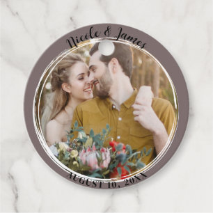 Pilz Maifarben Minimal Trendy Rund Foto Hochzeit Geschenkanhänger