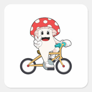 Pilz mit Fahrrad.PNG Quadratischer Aufkleber