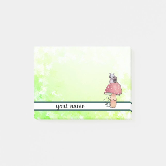 Pilz mit Schnecke Post-it Klebezettel (Vorderseite)