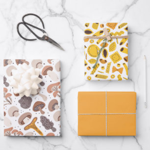 Pilz-Pasta-Lebensmittel Geschenkpapier Set